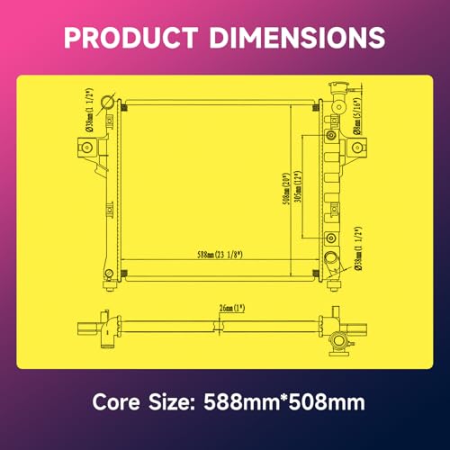 Image of SIZE 20*23-1 /10*1 IN Engine Coolant Radiator Assembly with Transmission Oil Cooler Compatible with Jeep Grand Cherokee 2001 2002 2003 2004, V8 4.7L, Automatic Transmission, Replace# 52079883AB