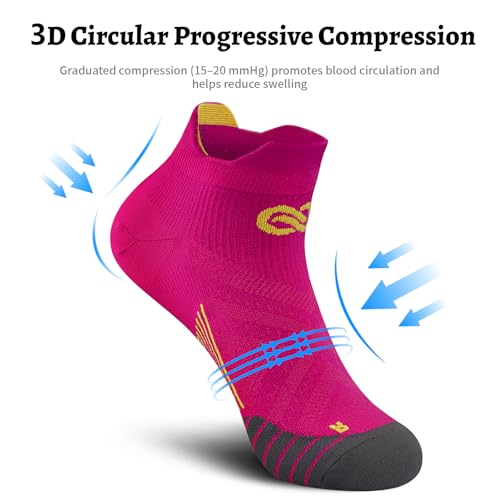 Image of PAPLUS Compression Socks for Men & Women, 2 /4 /6 Pairs Ankle Running Socks with Arch Support, Ankle Support, Plantar Fasciitis