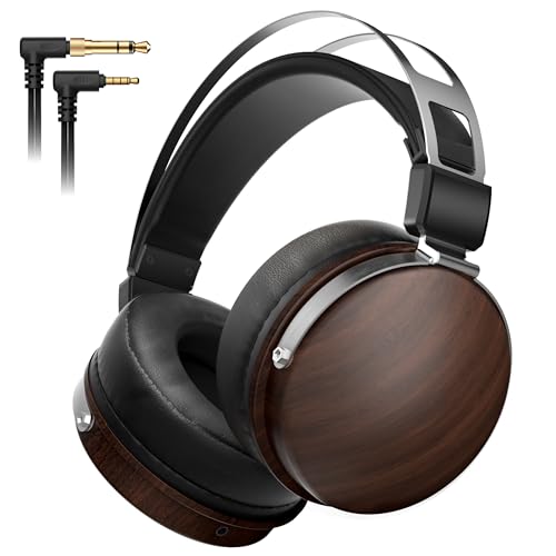 SEJJ Wired Studio Headphones with 32Ω, Professional Over-Ear Monitor Headset for Recording Mixing DJ Podcast Audiophile, Detachable Cables & Comfortable Protein Leather, Stereo for Computer Guitar Amp