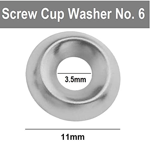 TERF® 100 Pcs Nickel Plated Screw Cup Washer Size No. 6 Countersunk Screw Surface Finishing Cup Washers Gauge Size No. 6g - Image 3