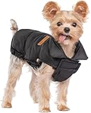 SPACE LION Dog Puffer Jacket, Down Winter Coat, Durable Outdoor Coat for Cold and Windy Conditions, Lightweight & Adjustable Fit Coats for Small Dogs, (Black, Size10/S)
