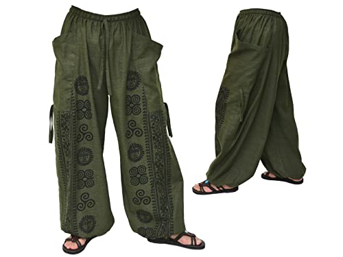 Siamrose Casual Yoga Harem Pants Men Women Lounge Pants 2 Pockets Adjustable Length Olive #TOP1