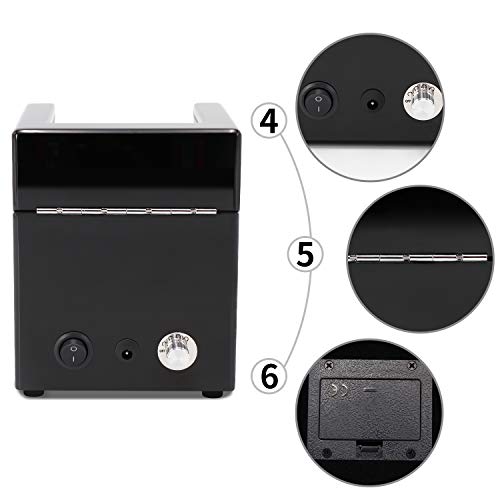 Driklux Automatic Single Watch Winder Box for Rolex with Quiet Motor - Premium Solid Wood Black Piano Exterior and Soft Flexible Watch Pillows of Black Leather - Thumbnail 7
