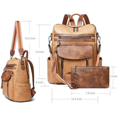 Image of Shrrie Backpack Purse for Women Fashion Leather Backpack Purse Designer Travel Backpack Convertible Shoulder Bag with Wristlet
