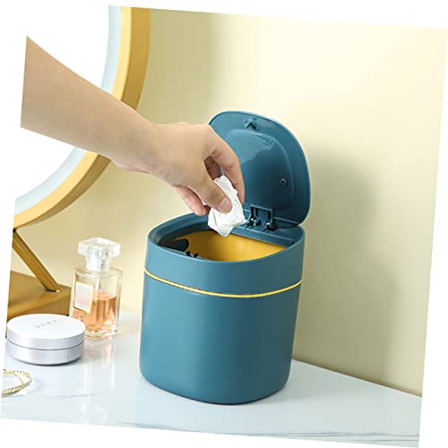Mini bote de basura rectangular con tapa azul VOSAREA miniatura 7