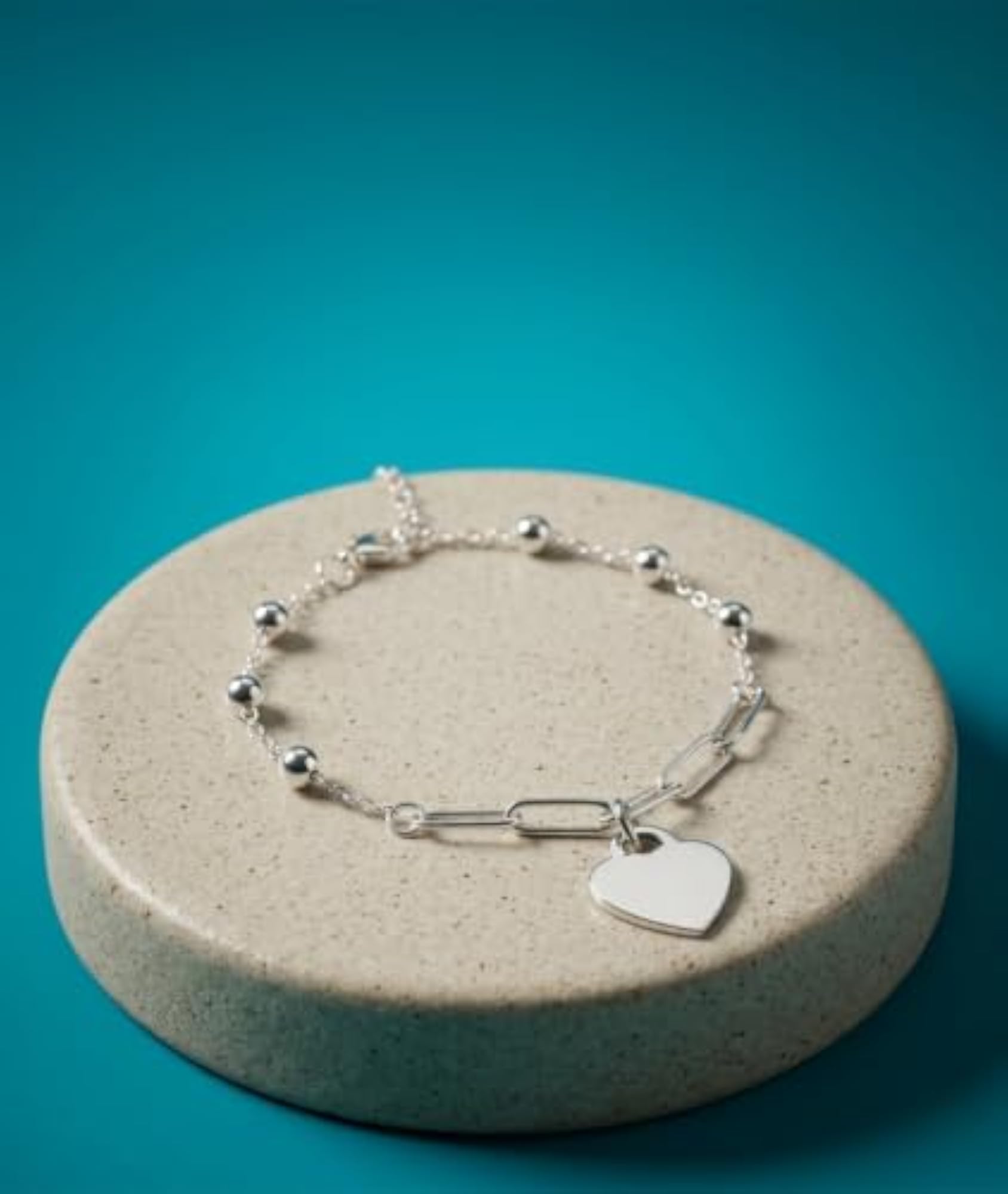 Women's 925 Sterling Silver Heart Charm Bracelet