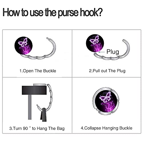 Image of Bosketo Foldable Purse Hook Womens Bag Table Hanger Collection Desk Hooks for Purse (3pack Butterfly-Hook)