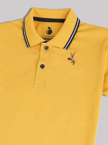 Image of Li'l Tomatoes Boys Pique Polo T-Shirt | Solid Collar Half Sleeve Casual Summer Wear | Soft & Breathable Cotton Blend | 3-15 Years