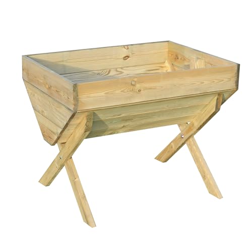 Zest Veg Bed 1m – Wooden Raised Beds for Garden Vegetables – Raised Planters for Vegetables – Pressure-Treated PEFC-Certified Wood – 225 Litre – 1 m (W) x 0.75 m (D) x 0.8 m (H) – Natural Wood Finish