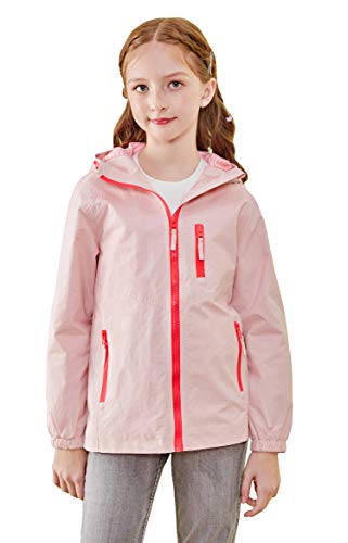 Maoo Garden Girls Lightweight Water Resistant Jacket Cotton Hooded Windbreaker Pink 11-12Y #TOP18
