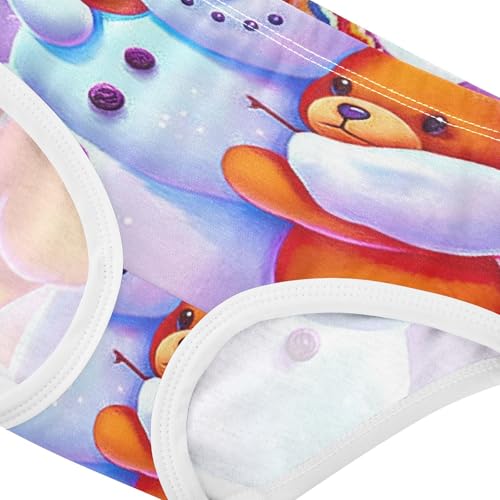 Cotton Toddler Underwear Custom Cute Snowman Bear Pink Panties Little Girl Fun Print Undies Kids Briefs 2t4