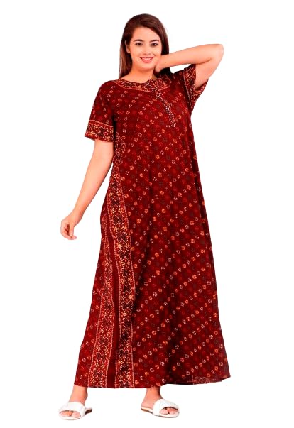 Bharat Fashion Womens Printed Nightwear Gown Maxi BIF_Gwn_Cotton_37 Black-image-21