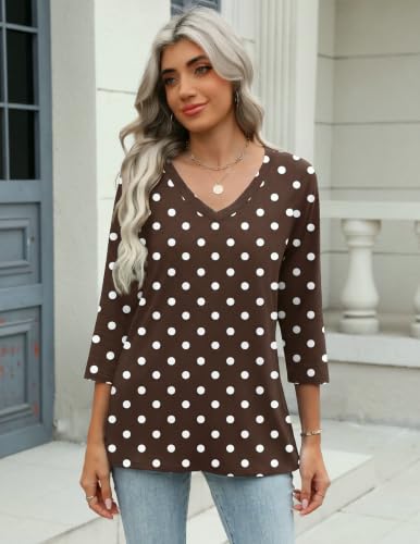 Image of Zeagoo 3 /4 Length Sleeve Womens Tops Casual V Neck Shirts Soft Basic Tees