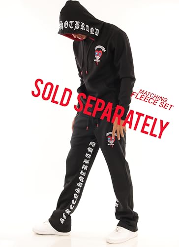 SCREENSHOT Fleece Pants 3202 Mens Streetwear Urban Fit Fleece Pants - Stacked Flare Sweatpants Ribbed Wasteband Drawstring4