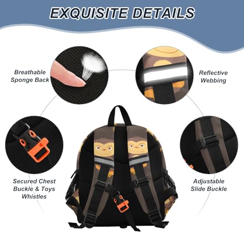 Kid's Backpack for Boys & Girls Toddler Bag Cute Seamless Monkeys Backpack with Safety Leash3