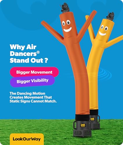 Image of LookOurWay Air Dancers Wacky Waving Inflatable Tube Man Attachment - 7 Feet Tall Advertising Air Dancer Waving Man Inflatable Tube Guy - Blower Not Included - Orange