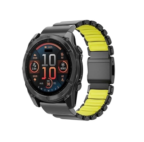 26mm �����`�^���o���h�A�ɓK������Garmin Watch Enduro 3 /2 Fenix 8 7X Pro 51mm Fenix 6X Tactix 7 Pro �o���h�ɓK��(Black yellow)