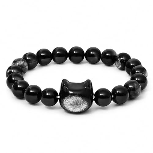 OwMell Lucky Cat Beaded Bracelet for Women, Stretch Bracelets Good Luck Jewelry...