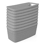 Curver Set of 8 - Perfect Bins for Home Office, Closet Shelves, Kitchen Pantry and All Bedroom Essentials Jute Half Medium Decorative Plastic, Grey
