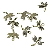 Tamaño: 18 x 20 mm. Abalorios de joyería de tono bronce antiguo L4QW1D para manualidades con libélula antique bronze