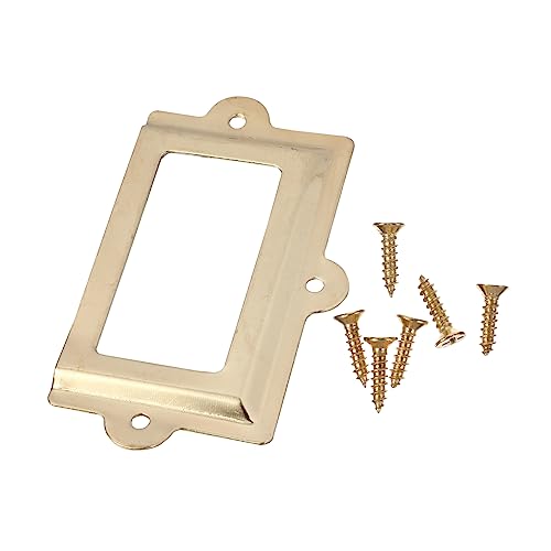 MUCKLILY 10 Piezas Marco de etiqueta de hardware oro pequeño tiradores para portaetiquetas con marco de etiqueta de gabinete de muebles tirón del cajón del sostenedor Dorado
