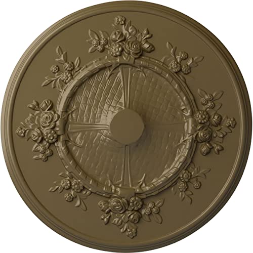 Ekena Millwork CM27FLMMF Flower Ceiling Medallion 27"OD x 1 1/8"P (Fits Canopies up to 3 7/8") Hand-Painted Mississippi Mud