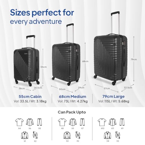 Image of American Tourister Ivy NXT|Large Size Check-in Spinner Trolley Bag (79 cm)|360 4 Wheel Travel Luggage|Hard Case Polycarbonate (PC) Suitcase|Mounted TSA Lock|Black