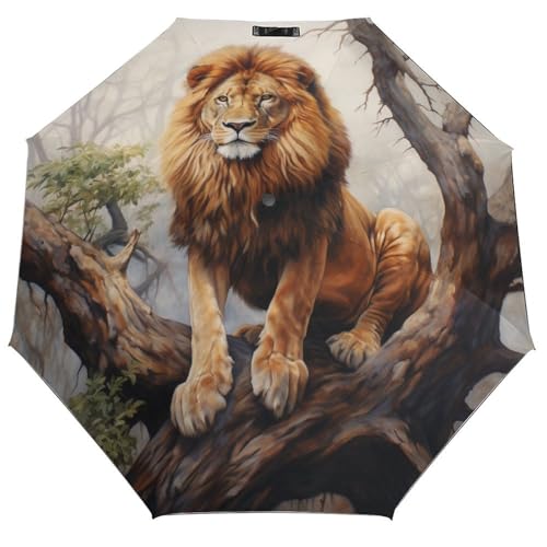 Parapluie pliant Lion ultra résistant avec toile imperméable 3 plis