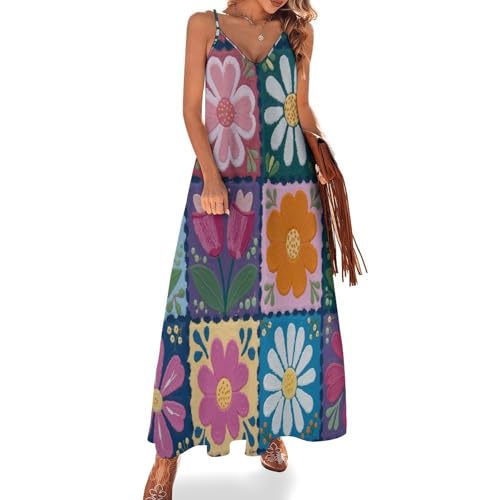 Robe femme col en V sans manches longue dress maxi lâche grande taille