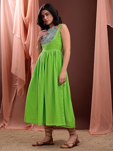 Image of PURVAJA Women's Midi Cotton Blend Dress (Floe-246-250)