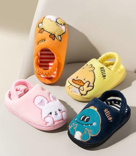 Hycurey Toddler Cute Animal House Slippers Fuzzy Duck Rabbit Dinosaur Kid Funny Cotton Shoe Winter Warm Soft Non-slip Slipper2
