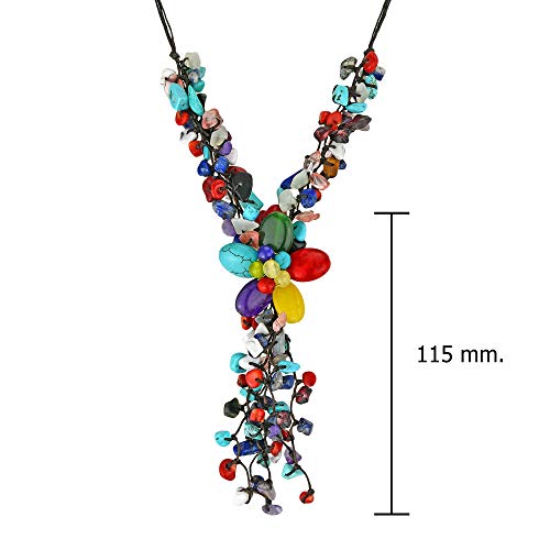 Aeravida Adorable Multi Stone Flower Cluster Rain Necklace | Multi Color Floral Necklace | Rain Jewelry Necklace | 22 Inch Necklace For Women | Flower Necklace #TOP2