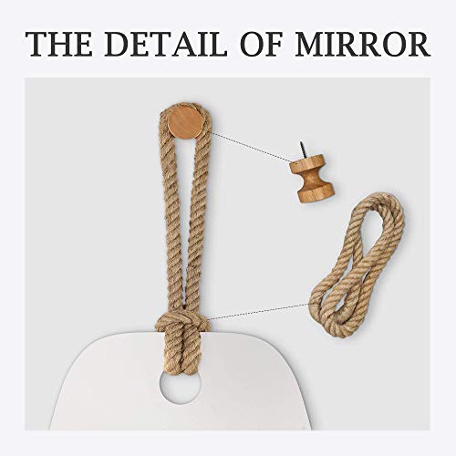 Grander Images Mirror With Hanging Rope,Nautical Rope Mirror Beveled Scalloped Frameless Mirror Sliver Mirror Irregular Mirrors For Wall Bedroom(24X36Inch) #TOP3