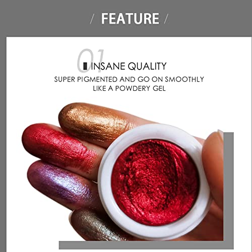 Meicoly Single Color Eye Shadow, Chameleon Powder-Cream Glitter Eyeshadow,Pressed Pigmented Mineral Ultra Shimmer Self Adhesive Eye Brightening,11 Golden #TOP3