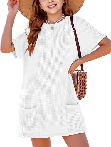 Girls Waffle Knit Swimsuit Coverup Dress (5-14 Years)