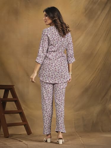 Image of NAINVISH Polyester Cord Set | Ethnic Co Ord Set | Casual Wear Pant Top Set | Fancy Co-Ord Set | Full Pair Set | Women Kurta Sets Kurtis | Women Kurta Pant Set | Coord Sets for Women