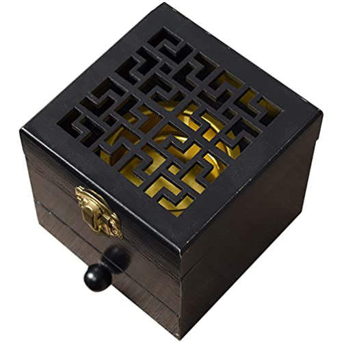 TOPBATHY Wooden Charcoal Burner Storage Boxes Decorative Wooden Incense Box Hollow Square Incense Holder Practical Incense Burner Woodsy Decor Wood Incense Burner
