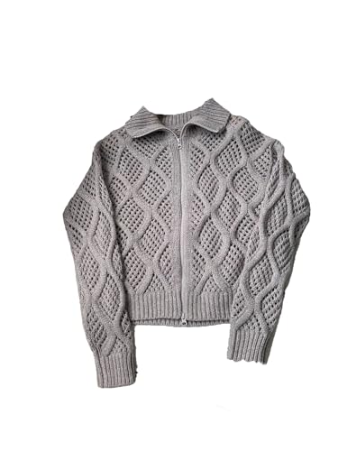 Women's Hollow Out Sequined Cardigan Sweater Long Sleeved Lapel Solid Cashmere Knitted Top