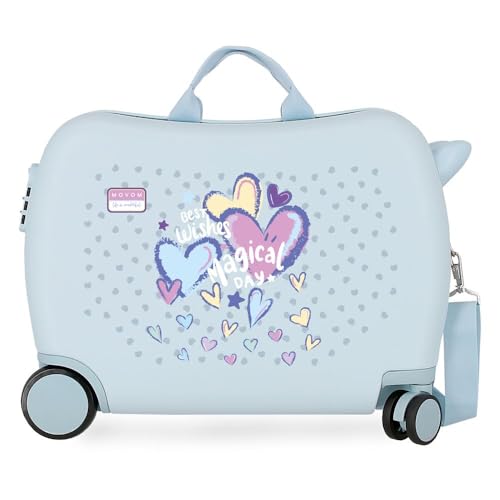 Movom Best Wishes Maleta Infantil Azul 50x38x20 cms Rígido 1,8 kgs Cierre de combinación Lateral ABS 1,8 kgs 34L Equipaje de Mano