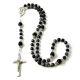 Silver Inches Prayer Beads Saint Benedict Sodalite Gemstone Catholic Rosary with Blessed with Anoint