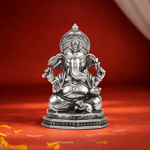 Image of Artarium Pure 999 Silver Divine Ganesha Murti (16gm), Ganpati Bappa Idol for Pooja, Home Mandir, Office Decor, Auspicious Gift for Diwali, Housewarming & Festivals - 3 Inch