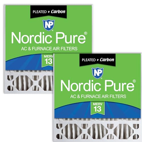 Image of Nordic Pure 20x20x5 Pleated MERV 13 Plus Carbon Air Filters 2 Pack | Actual Size: 19 5 /8 x 19 7 /8 x 4 3 /8 Honeywell Replacement Made in USA, Advanced HVAC Furnace Filtration & Odor Control