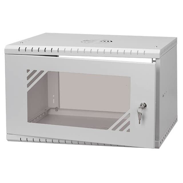 Armoire Rack 19" 6U, 350mm, Porte en Verre, Gris RC19-6U-350GG