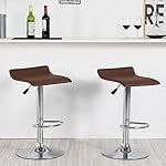 Set of 2 Adjustable Bar Stools, Barstools with Modern PU Leather Swivel Barstools for Kitchen Counter Height Chair (Brown) - Image 4