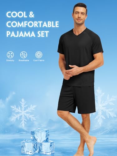 Feiersi Mens Pajama Set Summer Soft Short Sleeve Pjs Sets Lightweight Quick Dry Comfy Loungewear Sets With Pockets3