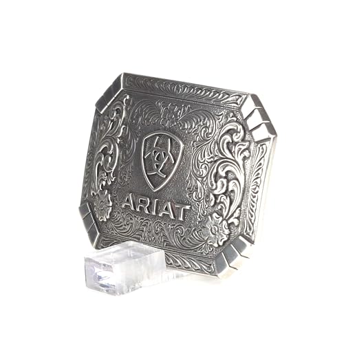 ARIAT Boucle rectangulaire avec gravure florale occidentale et emblème, finition argent antique, 6,3 x 9,5 cm, Argenté, taille unique – vue 6