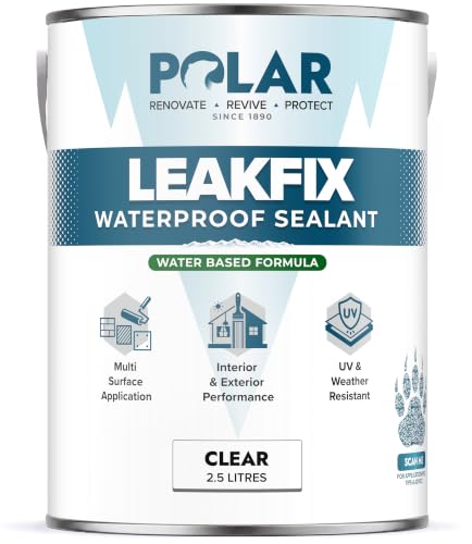 Polar Waterproofing Sealant - 84 Fl Oz - Clear Invisible Finish - Outdoor Waterproof Coating for Interior & Exterior Wood, Brick, Stone Surfaces, Concrete Tile & Grout - One Coat Waterproof Protection