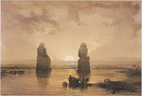Prints Toile Peinture Statues de Memnon Thèbes Louis Haghe Œuvre d'Art 60x90cm