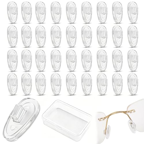 TILONKJ 20 Paires Plaquettes de Nez à Lunettes en Silicone, Anti Glisse Lunettes, Coussinets nasaux à clipser, Forme Goutte Plaquettes, Accessoires pour...