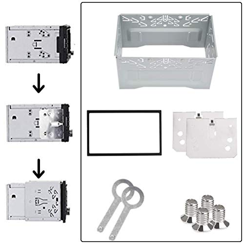 Qlouni Double Din Installation Kit, Universal Double Din Installation Cage Kit Slot Metal Car Stereo Radio Mounting Frame, Compatible For Passat/Mk3/Jetta Panel Frame #TOP4